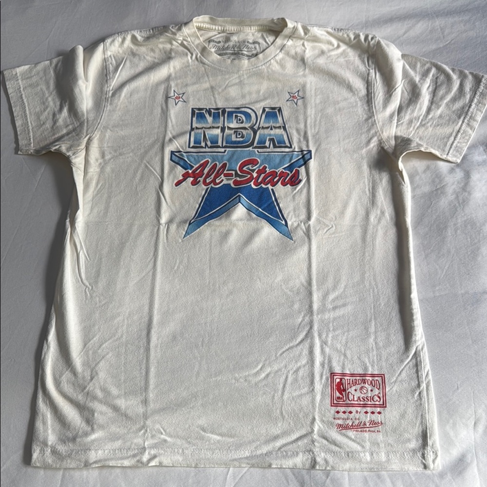 Mitchell & Ness Cream and Blue Short Sleeve Tee